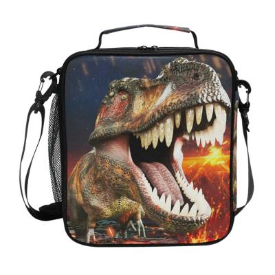 China Polyester Insulated Personalized Dinosaur Bento Box Bag With Water Bottle Holders for sale