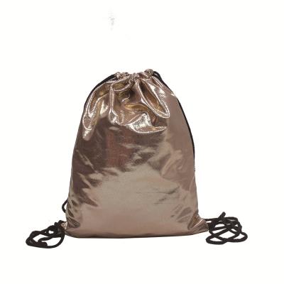 China Waterproof Durable Metallic Color Drawstring Shopping Bags Shoulder String Backpack for sale