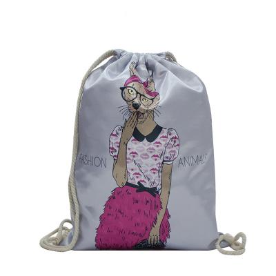 China Waterproof Custom Printed New Design Stylish Waterproof Drawstring Shopping Bags for sale