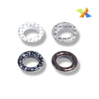 China No Rust Factory Custom Round Eyelet Printed Engraved Multicolor Metal Grommet Eyelets For Shoes for sale