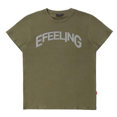 China Custom New Fashion Rhinestone Heat Transfer Army Green QUICK DRY T Shirts For Unisex Tees for sale