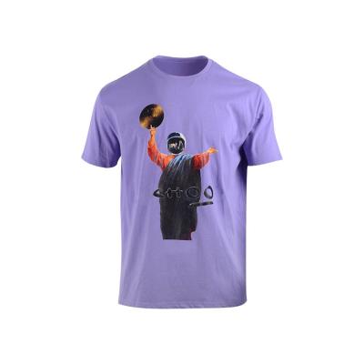 China Anti-Wrinkle Logo Men's Loose Oversized Cotton Cheap Casual Custom Printed Purple T-Shirt for sale