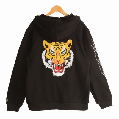 China Anti Shrink Custom Tiger Hoof Black Hoodies Embroidered Logo For Men for sale