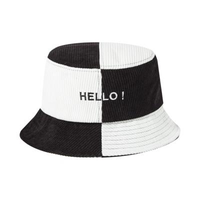 China Custom Outdoor Character Corduroy Bucket Hats Embroidered Logo Two Tone Bucket Hats for sale