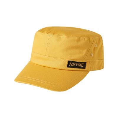 China Custom 100% Cotton COMMON Army Hat With Woven Label , Leather Strap Adjustable Hat for sale