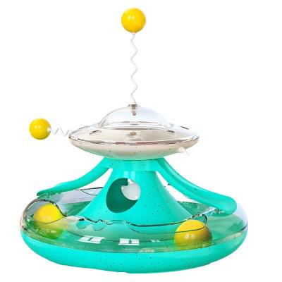 China Novelty Cat Toys Rotating Ball Cat Stick Leakage Food Automatic Teasing Turntable for sale