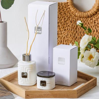 China Sustainable Wholesale Luxury Reed Diffusers Private Label Perfume Aroma and Scented Candle Gift Set for sale