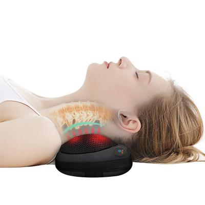 China Electric Back Heating Pillow Portable Vibrator Massager Relaxation Shoulder Infrared Therapy Pillow Shiatsu Neck Kneading Massager for sale