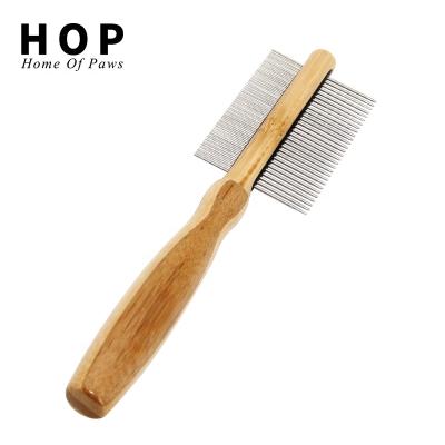 China Sustainable Factory Wholesale Multifunctional Double Sided Bamboo Wooden Pet Cat Dog Grooming Hair Comb for sale