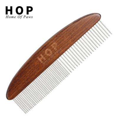 China Viable Factory Wholesale Classic Style Handle Pet Cat Needle Hair Comb Dog Wooden Hair Grooming Comb for sale