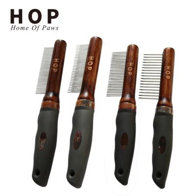 China Wholesale Four Viable Style Factory Handle Dog Grooming Comb Wooden Pet Cat Dog Flea Comb for sale