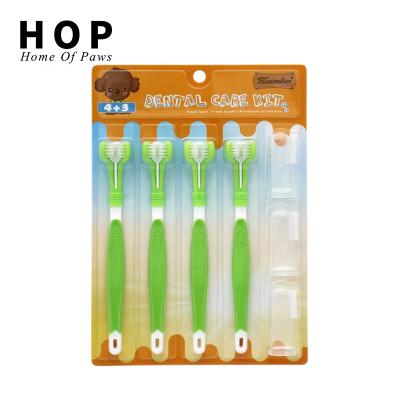 China Viable Factory Wholesale 7 in 1 Pet Cat Dog Toothbrush Dental Care Silicone Dog Finger Toothbrush Set for sale