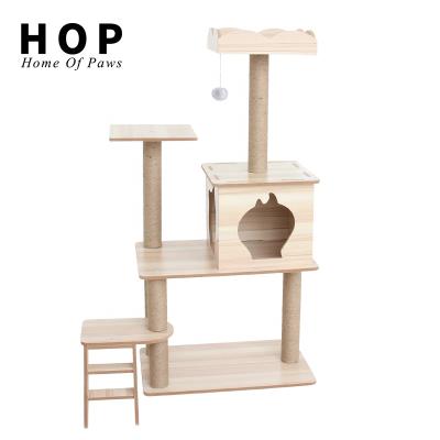 China Wholesale Wooden Cat Tree House Cat Climbing Frame Pet Cat Housing Viable Factory Large Tower for sale