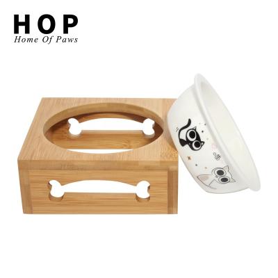 China Factory Sustainable Wholesale Raised Ceramic Pet Cat Dog Food Bowl With Holder for sale