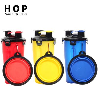 China Factory Wholesale Viable Outdoor Portable Plastic Dog Drinking Water Bottle With Collapsible Dog Bowl for sale