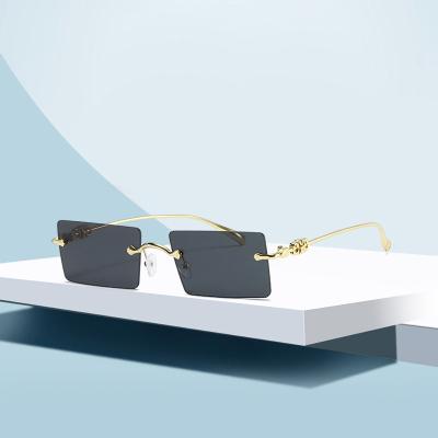 China Fashion sunglasses 2021 best-selling fashion metal small square UV400 frameless sunglasses for sale