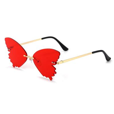 China Fashion Sunglasses Fedex Low Shipping Butterfly Hot Style Metal Sunglasses Frameless Women for sale