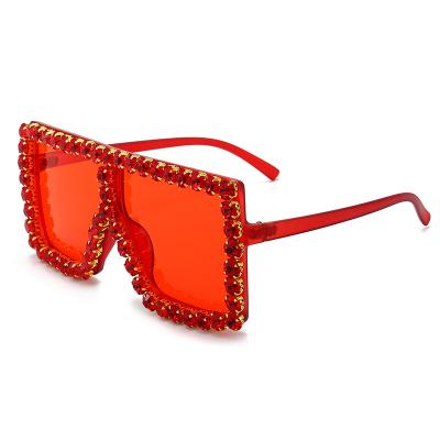 China Fashion Sunglasses Fedex Low Shipping Popular Stage Oversized Square Rhinestone Sunglasses Customization for sale