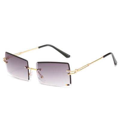 China Fashion Square Sunglasses Fedex Priority Shipping Case Metal Frameless Sunglasses for sale