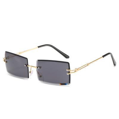 China 2021 Fashion Sunglasses 2021 Hot Sale Balance Lens Square Metal Frameless Sunglasses OEM Small for sale