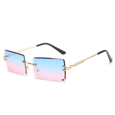 China Fashion Sunglasses Fedex Low Shipping Frameless Square Sunglasses Women New Metal Logo Customization for sale