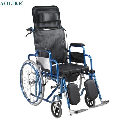 China High Quality Extended Trial Steel Commode Karma Wheelchair Rehabilitation Therapy Supplies High Back Toilet Manual Commode Chair Small for sale