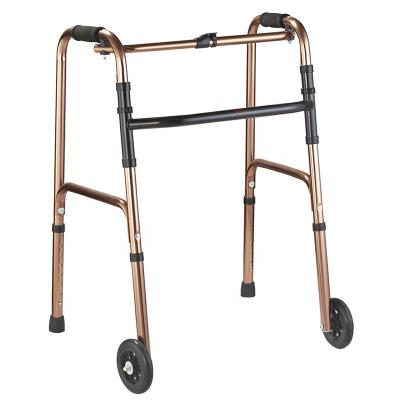 China Cheapest Folding Convenient Folding Walker Rehabilitation Therapy Supplies Auxiliary Difficulties Walker And Rollator Aluminum Alloy for sale