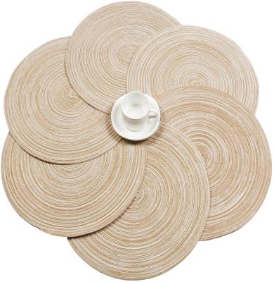 China Sustainable Washable Round Braided Place Mats Set 6 Inch Kitchen Table 15 (Beige, 6) for sale