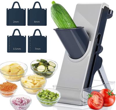 China 5 Stored In 1Safe Kitchen Adjustable Thickness Multi Blades With Container Vegetable Fruit Mandoline Slicer for sale