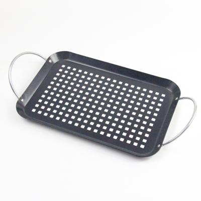 China Sustainable Carbon Steel Non-Stick Square Grill Pan With Holes for sale