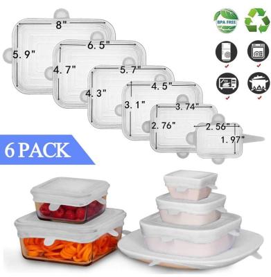 China Sustainable Hot Selling 6 Sizes Silicone Stretch Lids Storage Covers Bowls Cups Covers for sale