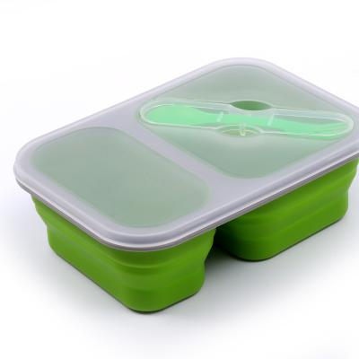 China New Products Food Freshness Preservation Collapsible Collapsible Silicone Storage Containers Lunch Box Green Red Color for sale