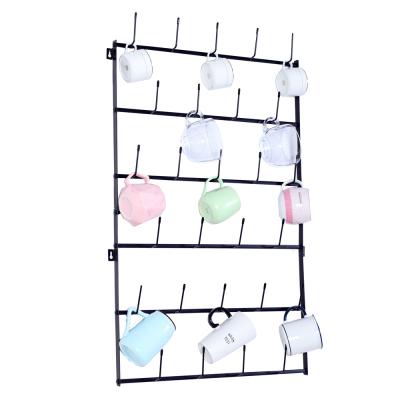 China Durable High Quality Stainless Steel Metal Vertical Cup Wall Rack Tea Cup Drying Rack for sale