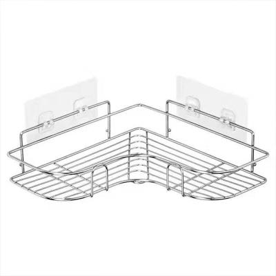 China Sustainable Kitchen Accessories Stainless Steel Metal Wall Hanging Corner Storage Shelf for sale