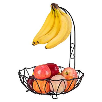 China Sustainable Row With Banana Holder Fruit Basket Metal Wire Storage Metal Fruit Basket for sale