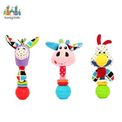 China Safety Konig Kids Item Hot Selling Hanging Baby Ratchet Shaker Animal Baby Rattle Infant Developmental Hand Grip Juguetes Bebes for sale