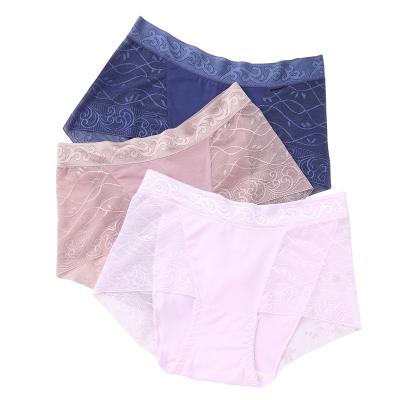 China New Antibacterial High Quality Lightweight Satin Lace Sexy Plus Size Women's Panties Lingerie Underwear for sale