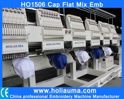 China Six Head Automated Embroidery Machine Multi Function Mix Function Hat Garment Industrial Flat Embroidery 450*400mm for sale