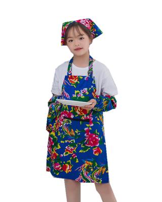 China Printed Eco-friendly Poly Cotton Embroidered Logo Half Waist Children Custom Apron for sale