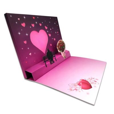 China Custom Valentine's Day Pop USA Light LED Greeting Card for sale