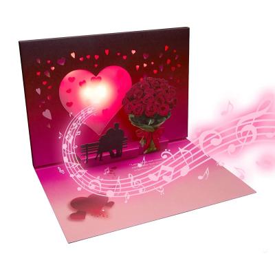 China USA Custom Design Printing Paper Love 3D Heart Laser Cut Pop Up Valentines Greeting Cards for sale