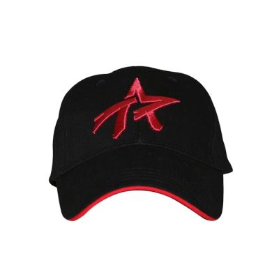 China Fashion COMMON High Quality 3D Embroidery Sample GetFree Black Baseball Cap Hats With Red Custom Logo OEM Sports Hat Caps for sale