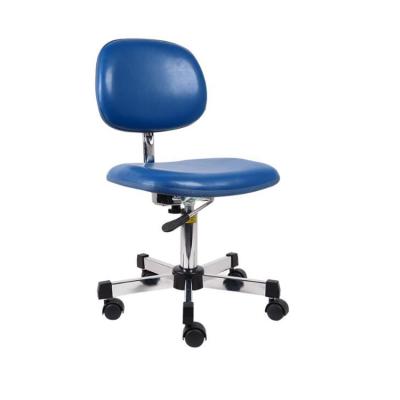 China Ergonomic (Height) Adjustable Office Staff Seat And Back ESD Pneumatic Leather Drafting Chair With Metal Support Adjustable Footring Office Chair for sale