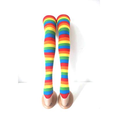 China Direct Selling Colorful Striped Sporty Rainbow Socks Carnival Long Over The Knee Long Striped Socks for sale