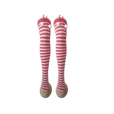 China Sporty Hot Selling Christmas Elf Clown Party Decoration Long Tube Striped Stockings for sale