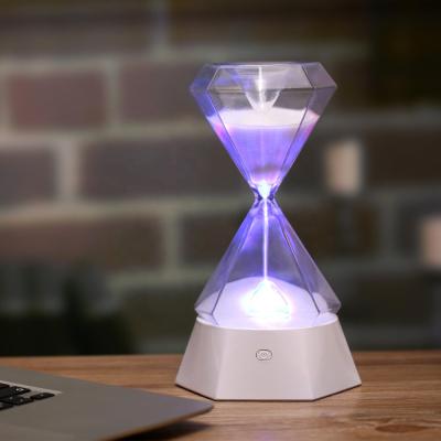 China Wholesale Modern Creative Table Lamp LED Hourglass Night Light with 15mins Sand Timer for sale