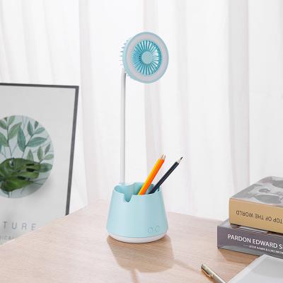 China New Fashion Beauty 360 Degree LED Fan Lamp and Book Fan Small Fan Lamp Mini Portable USB Rechargeable Fan with Light for sale