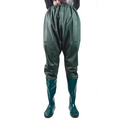 China 100% Waterproof Men's Waist Wader Waterproof PVC Water Pants Non-slip High Tube Underwater Outdoor Fishing Farmer Boots Long for sale