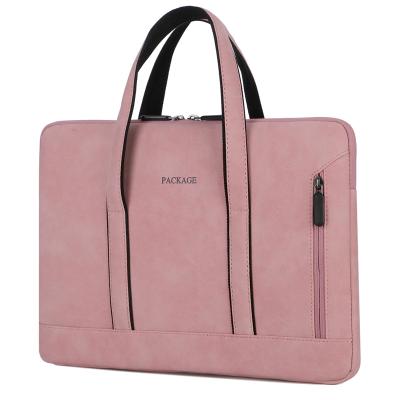 China Custom Made Candy Color PU Nubuck Briefcase Laptop Business Travel Computer Handbag Waterproof Short Sleeve Waterproof Laptop Bag for sale