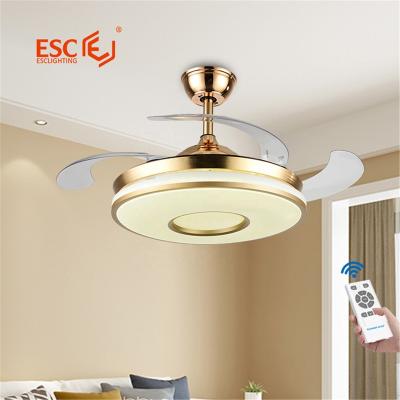 China Smart Lighting DC Foldable Decoration Home Bladeless Ceiling Fan Led Light Retractable Led Ceiling Fans With Light for sale